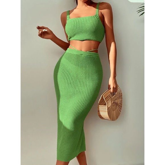 Mile High Clozet Dresses & Skirts - Isadora Knitted Cover Up Top With Skirt Set